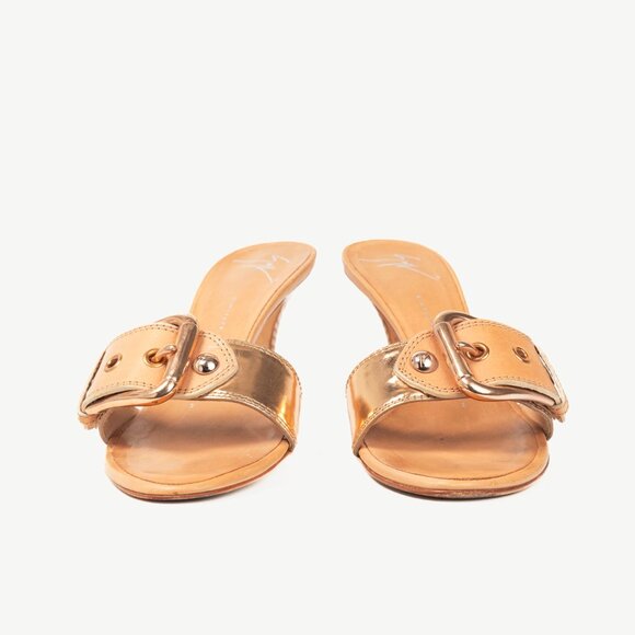 Giuseppe Zanotti Camel Leather Buckled Mule Sandals - Picture 3 of 11